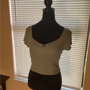 SO Green Fitted Crop Top, med